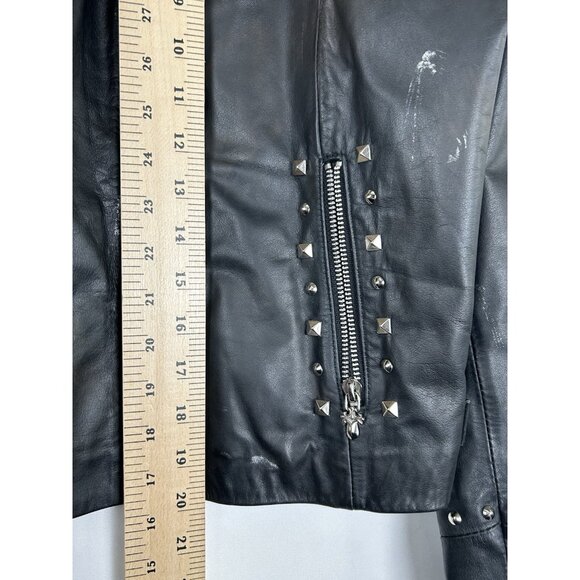 Wilson Leather Rocks Led Zeppelin Studded Biker Jacket M Distressed Punk Moto - Picture 5 of 16